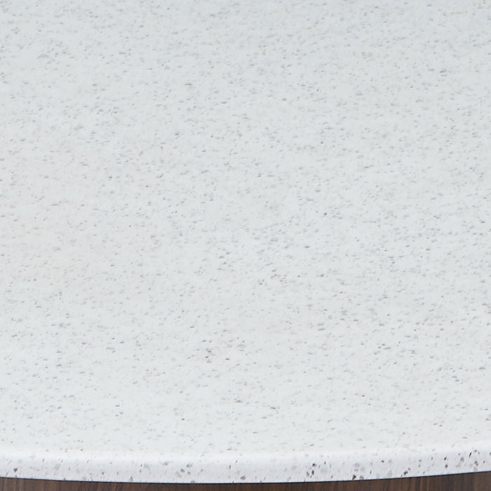 SANA - 80 Table basse ronde en marbre composite pieds couleur bois foncé  D80 cm