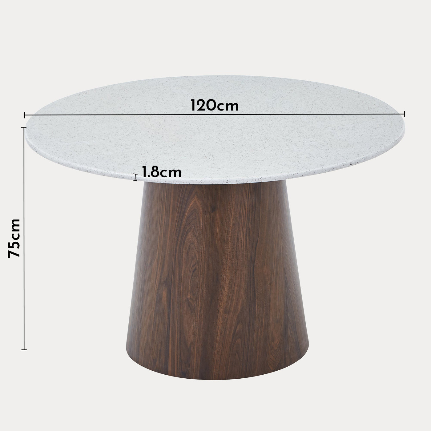 SANA XL Table à manger ronde en marbre composite pieds couleur bois foncé  120 cm - Table à manger - Mobilier Deco