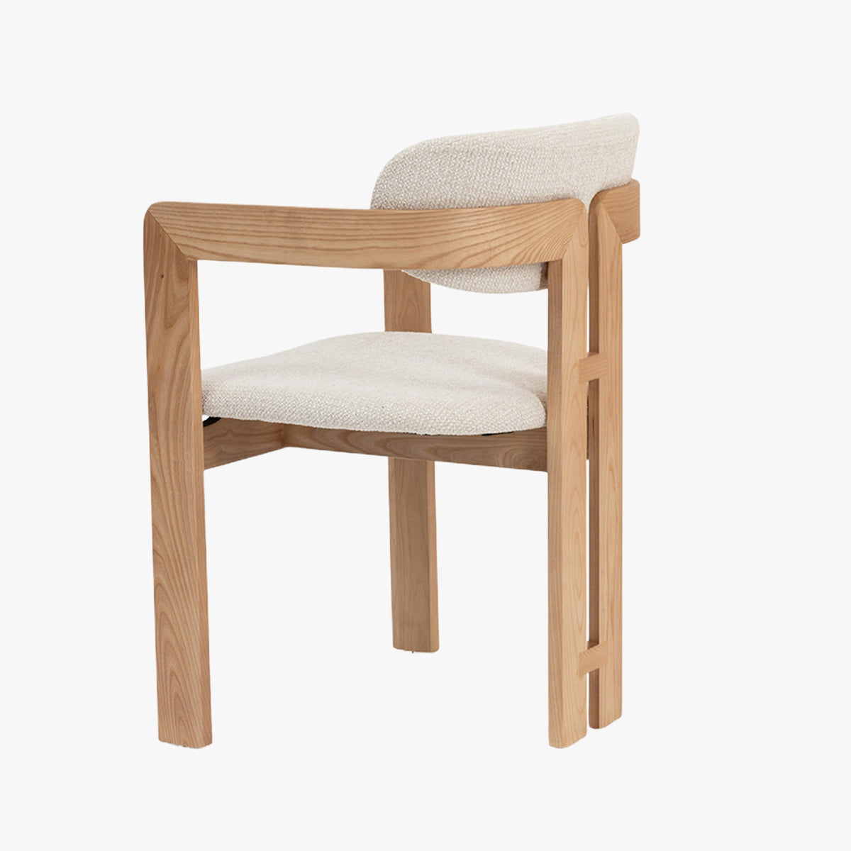 SANDRA Lot de 2 chaises de repas en tissu beige pieds en chêne massif clair - Mobilier Deco
