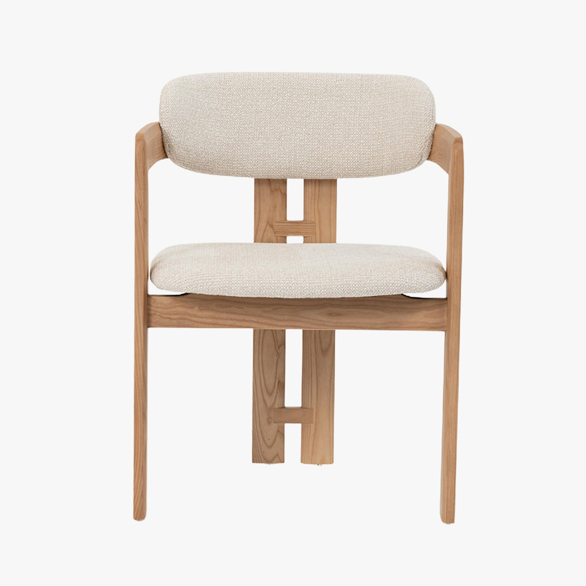 SANDRA Lot de 2 chaises de repas en tissu beige pieds en chêne massif clair - Mobilier Deco