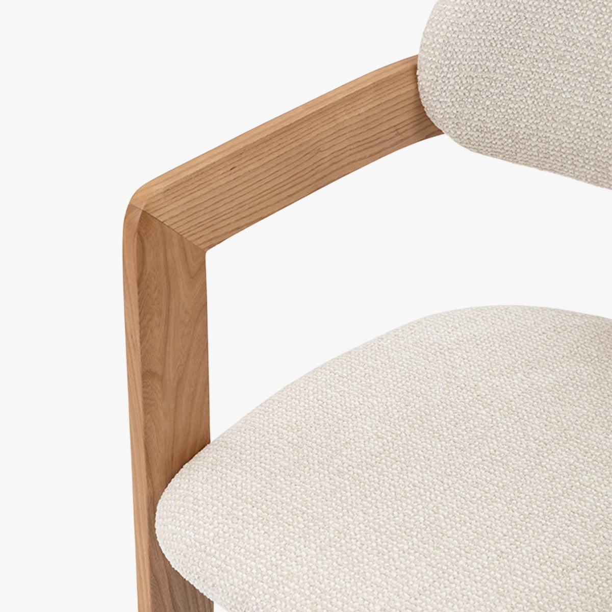 SANDRA Lot de 2 chaises de repas en tissu beige pieds en chêne massif clair - Mobilier Deco