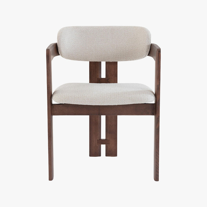 SANDRA  Lot de 2 chaises de repas en tissu beige pieds en chêne massif foncé