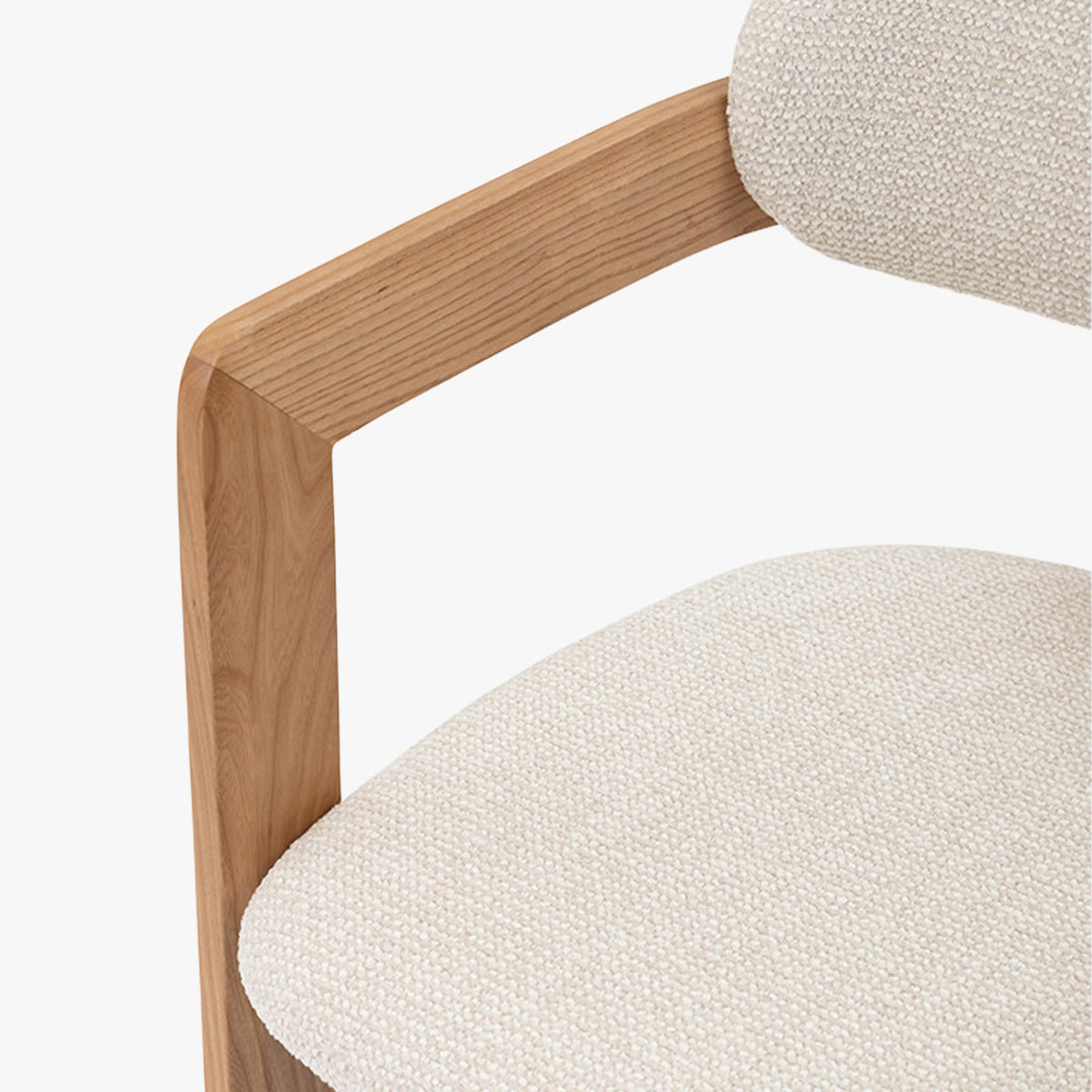 SANDRA Tabouret en tissu beige pieds en chêne massif clair - Mobilier Deco