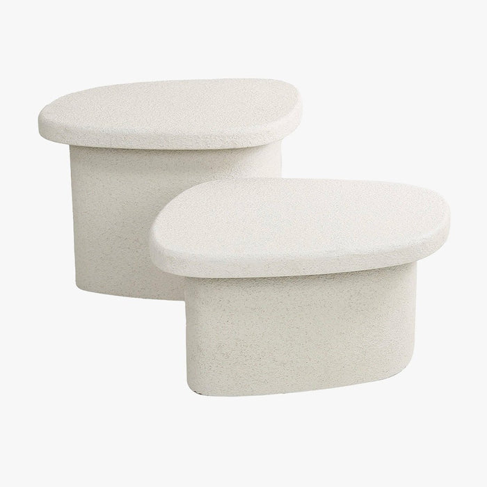 SANO Lot de 2 tables basses en marbre composite blanc
