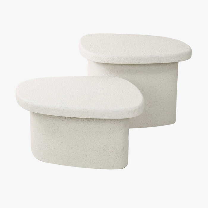SANO Lot de 2 tables basses en marbre composite blanc