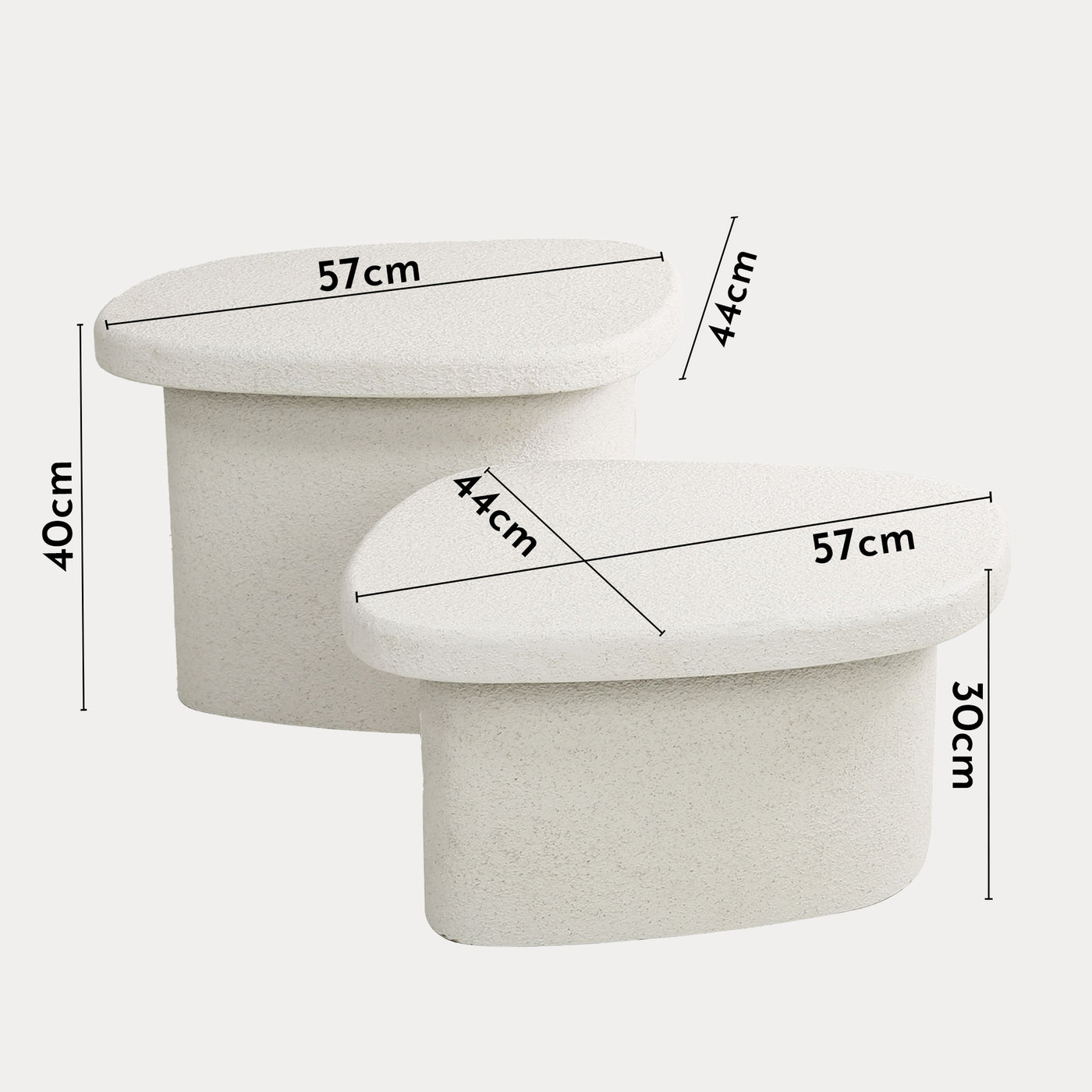 SANO Lot de 2 tables basses en marbre composite blanc