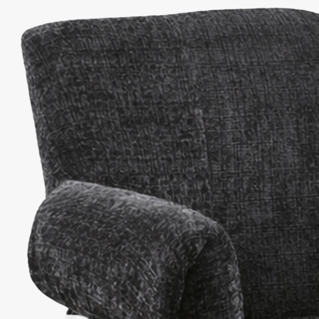 SARA Chaise en tissu noir pieds en métal noir - Chaise de repas - Mobilier Deco