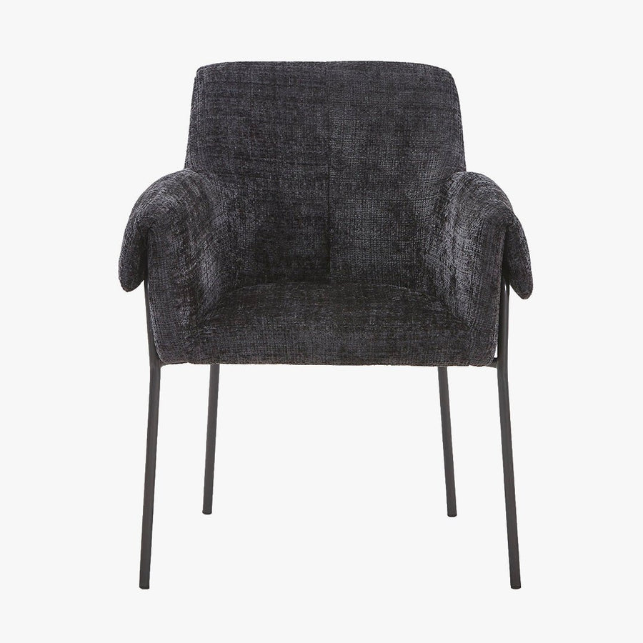 SARA Chaise en tissu noir pieds en métal noir — aperçu vidéo