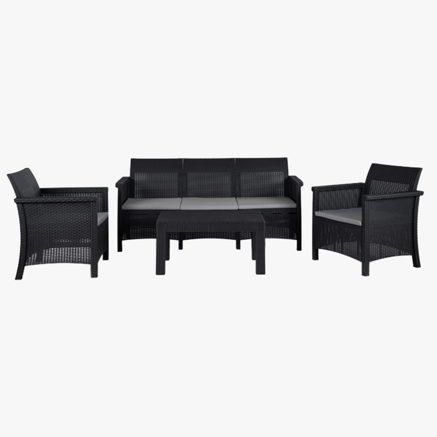 SAVIO Ensemble de mobilier de jardin 5 places avec table noir