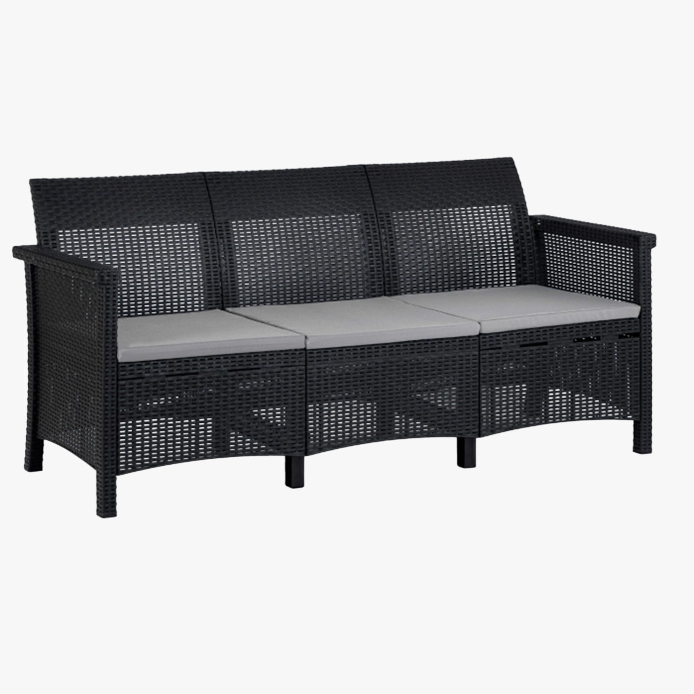 SAVIO Ensemble de mobilier de jardin 5 places avec table noir