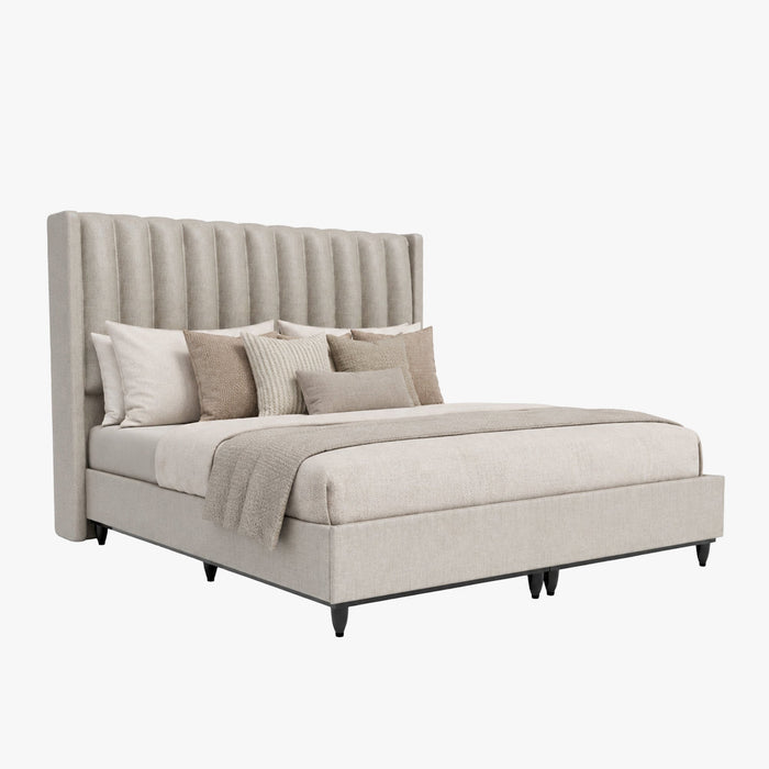 SAYA Lit coffre en tissu beige 180x200 cm