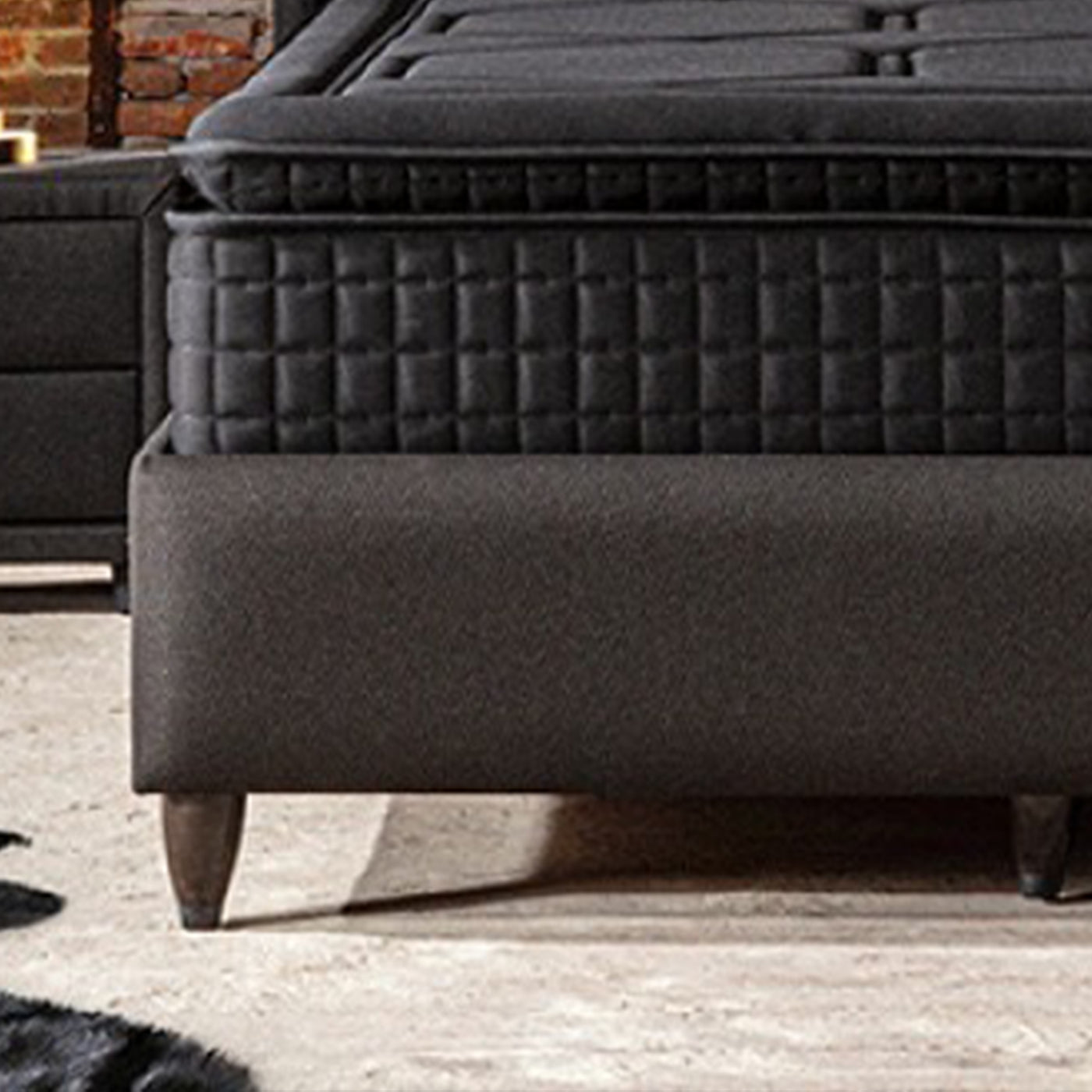 SAYA Lit coffre en tissu noir 140x190 cm