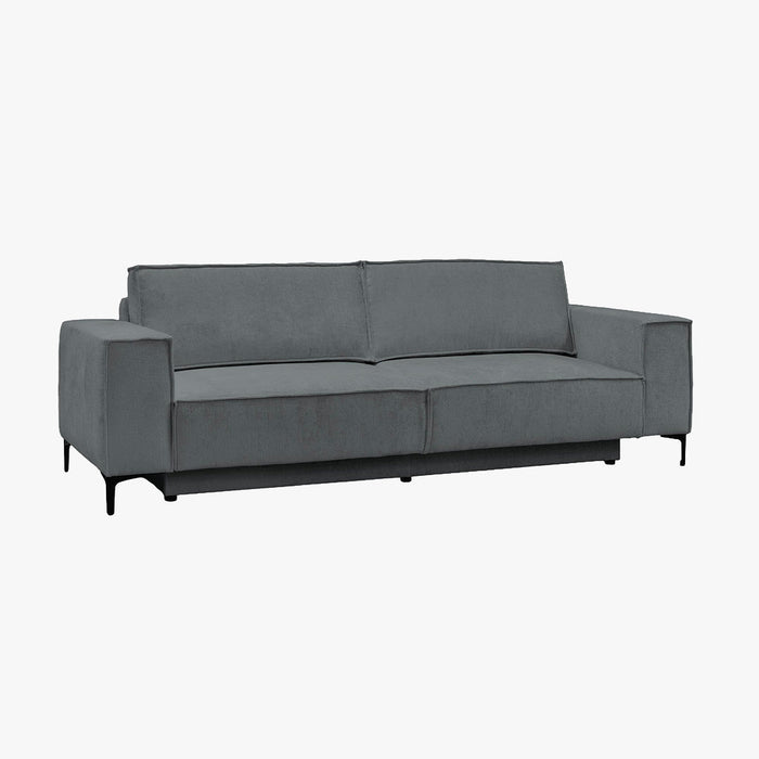 SAYLA Canapé 3 places convertible en tissu gris foncé