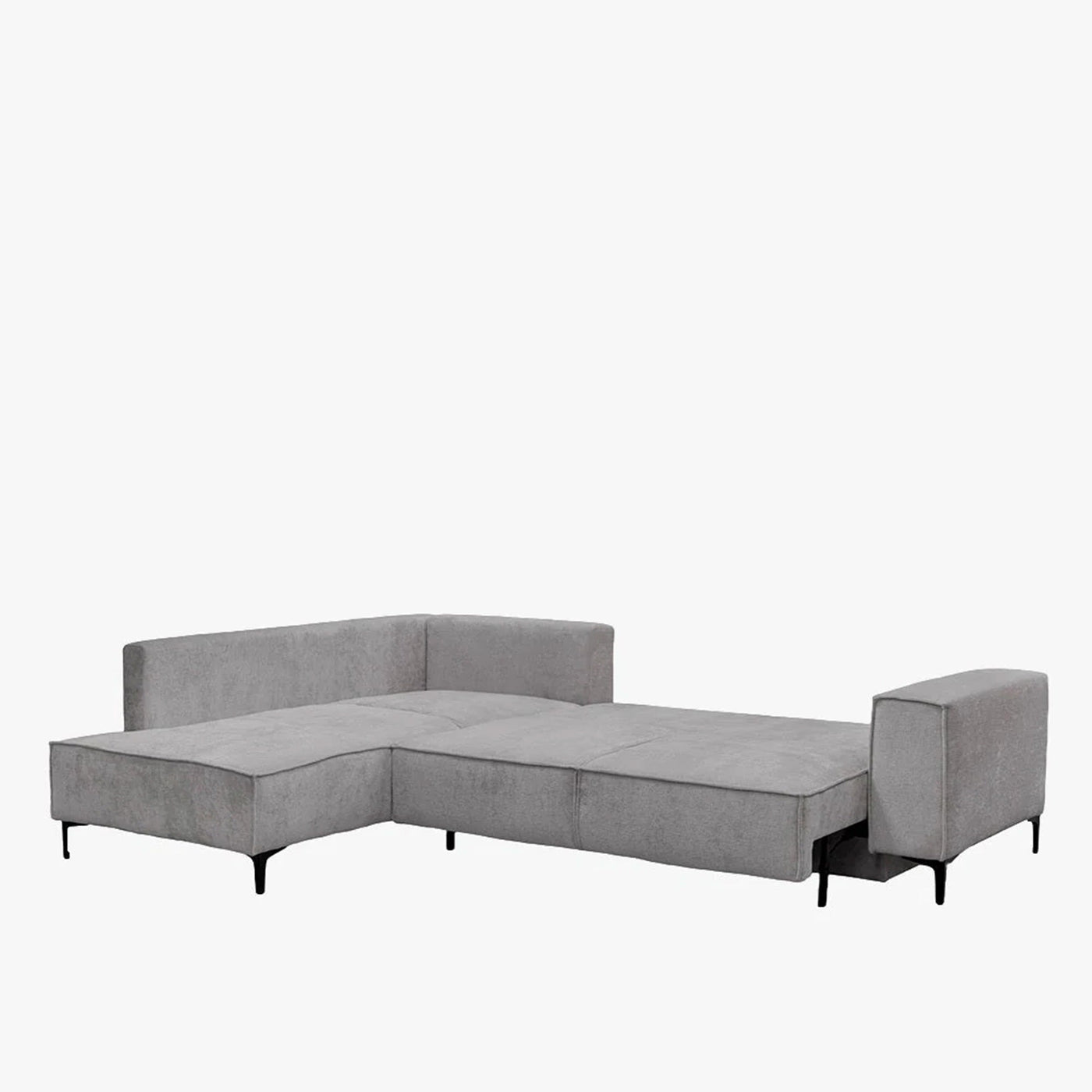 SAYLA Canapé d'angle convertible en tissu gris clair - Angle gauche - Canapé d'angle convertible - Mobilier Deco