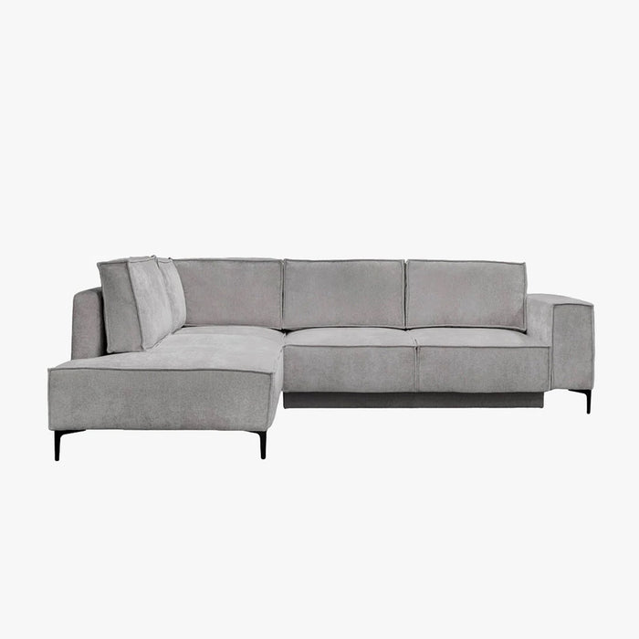 SAYLA Canapé d'angle convertible en tissu gris clair - Angle gauche