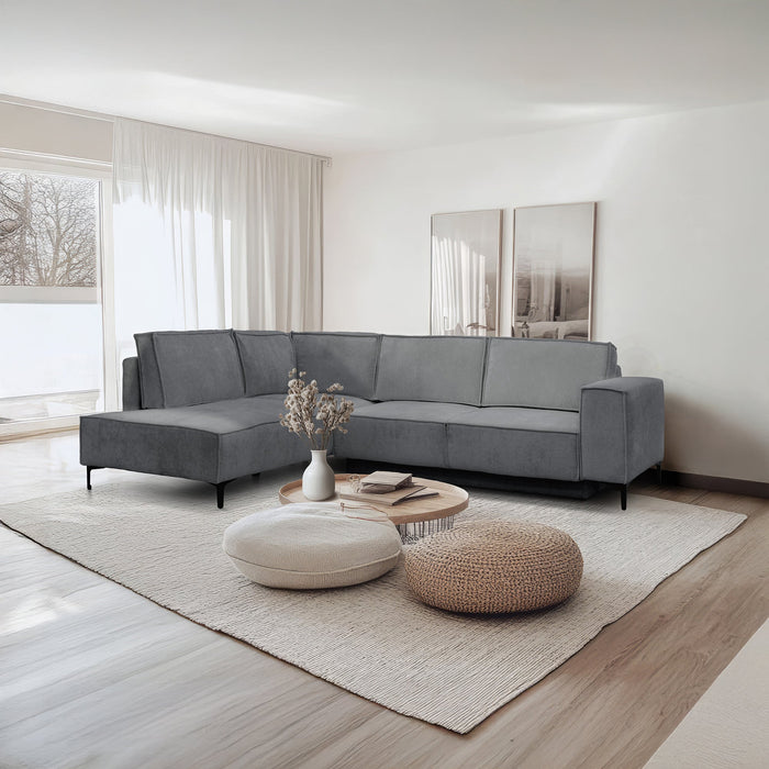 SAYLA Canapé d'angle convertible en tissu gris foncé - Angle gauche