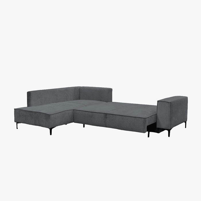 SAYLA Canapé d'angle convertible en tissu gris foncé - Angle gauche
