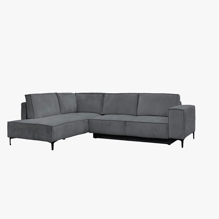 SAYLA Canapé d'angle convertible en tissu gris foncé - Angle gauche