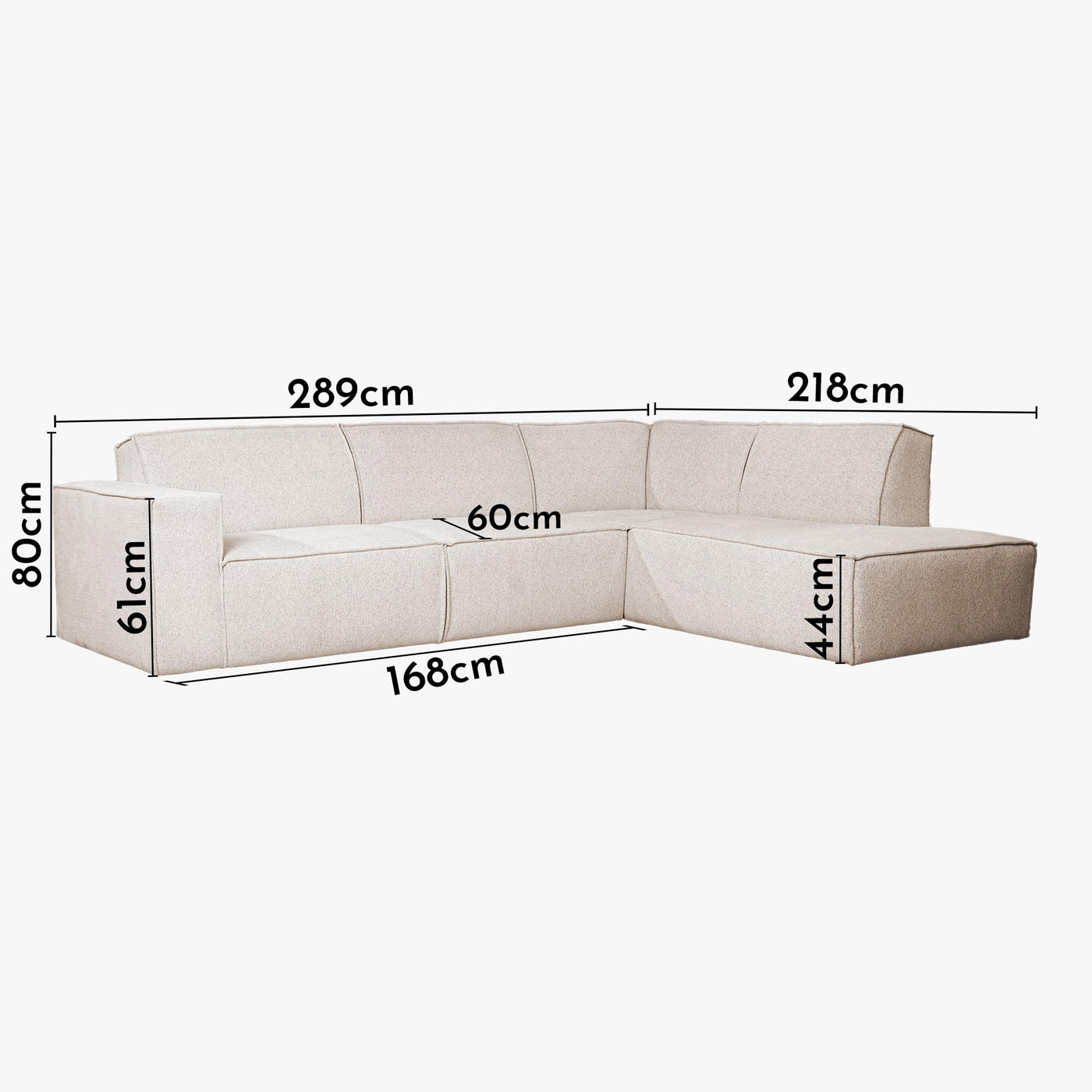 ELIA Canapé d'angle en tissu beige - Angle droit