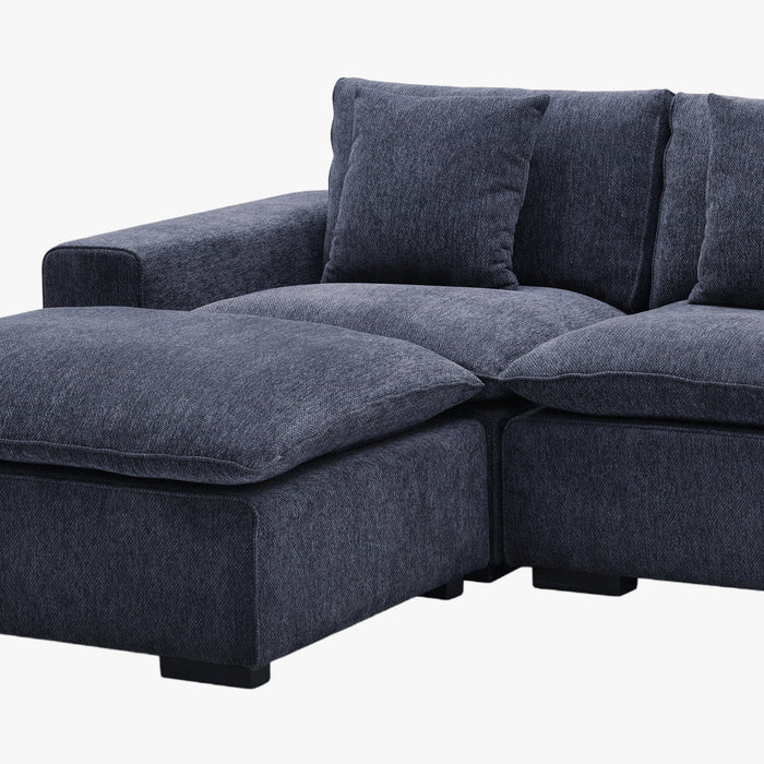 SELENIA Canapé d'angle modulable et réversible en tissu bleu