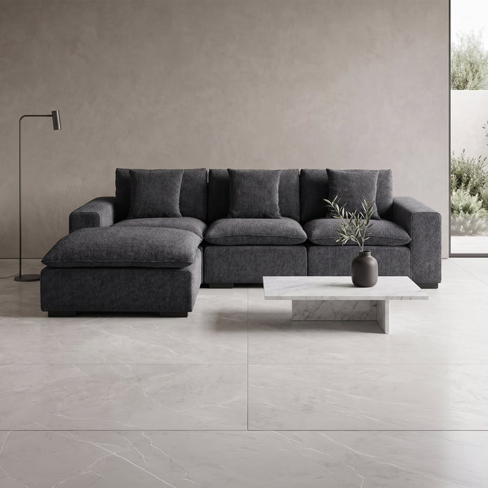 SELENIA Canapé d'angle modulable et réversible en tissu gris foncé – Canapés d'angle Mobilier Deco
