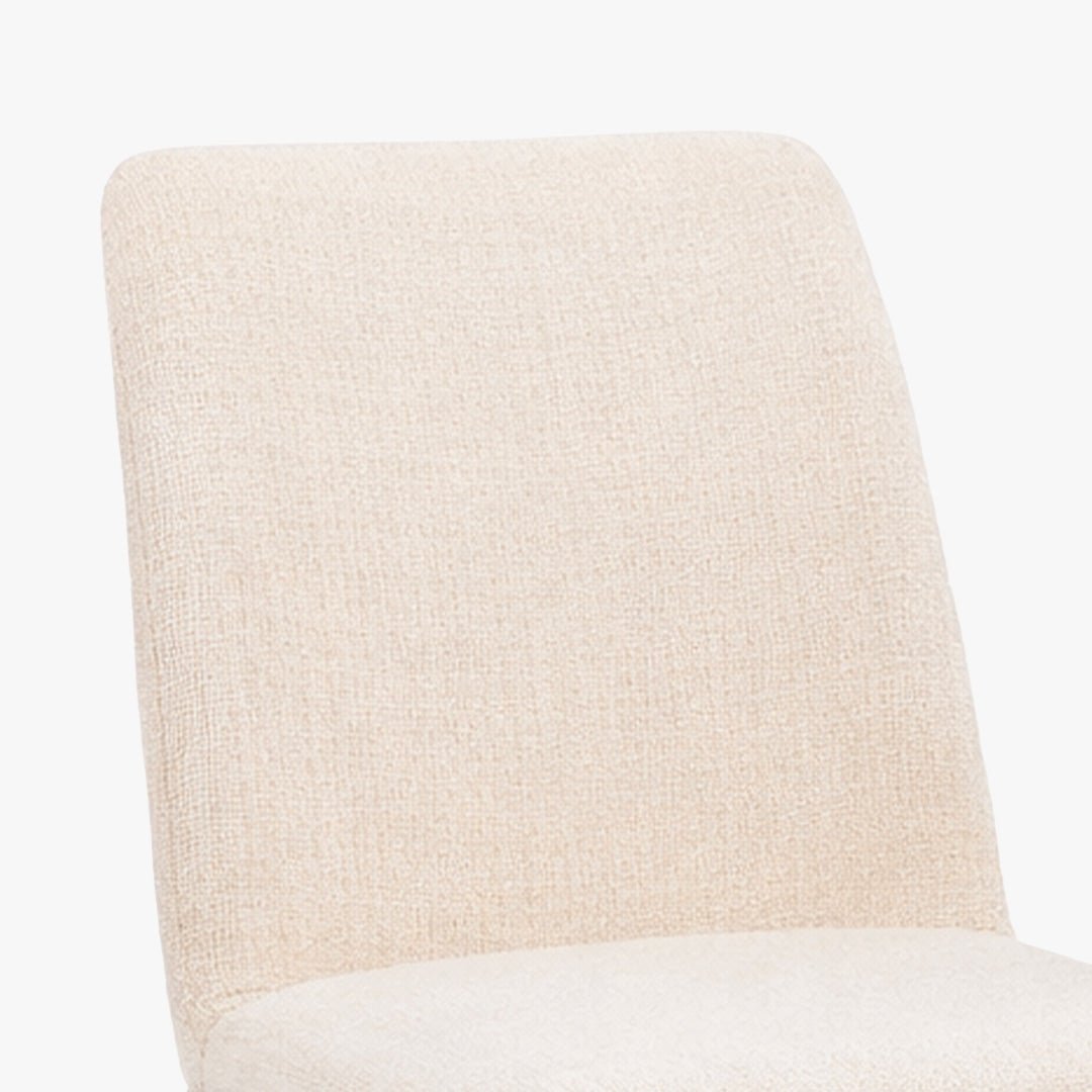 SELIA Lot de 2 chaises en tissu beige pieds couleur bois foncé - Chaise de repas - Mobilier Deco