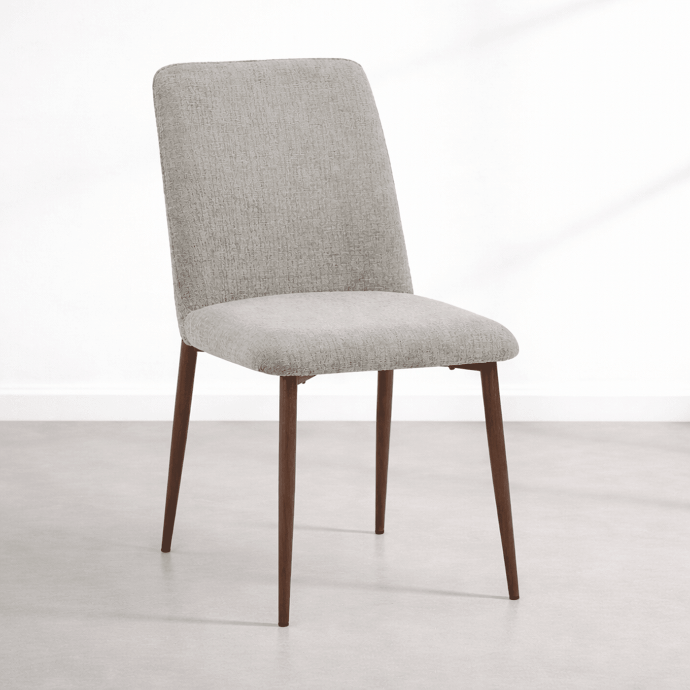 SELIA Lot de 2 chaises en tissu taupe clair pieds couleur bois foncé - Chaise de repas - Mobilier Deco