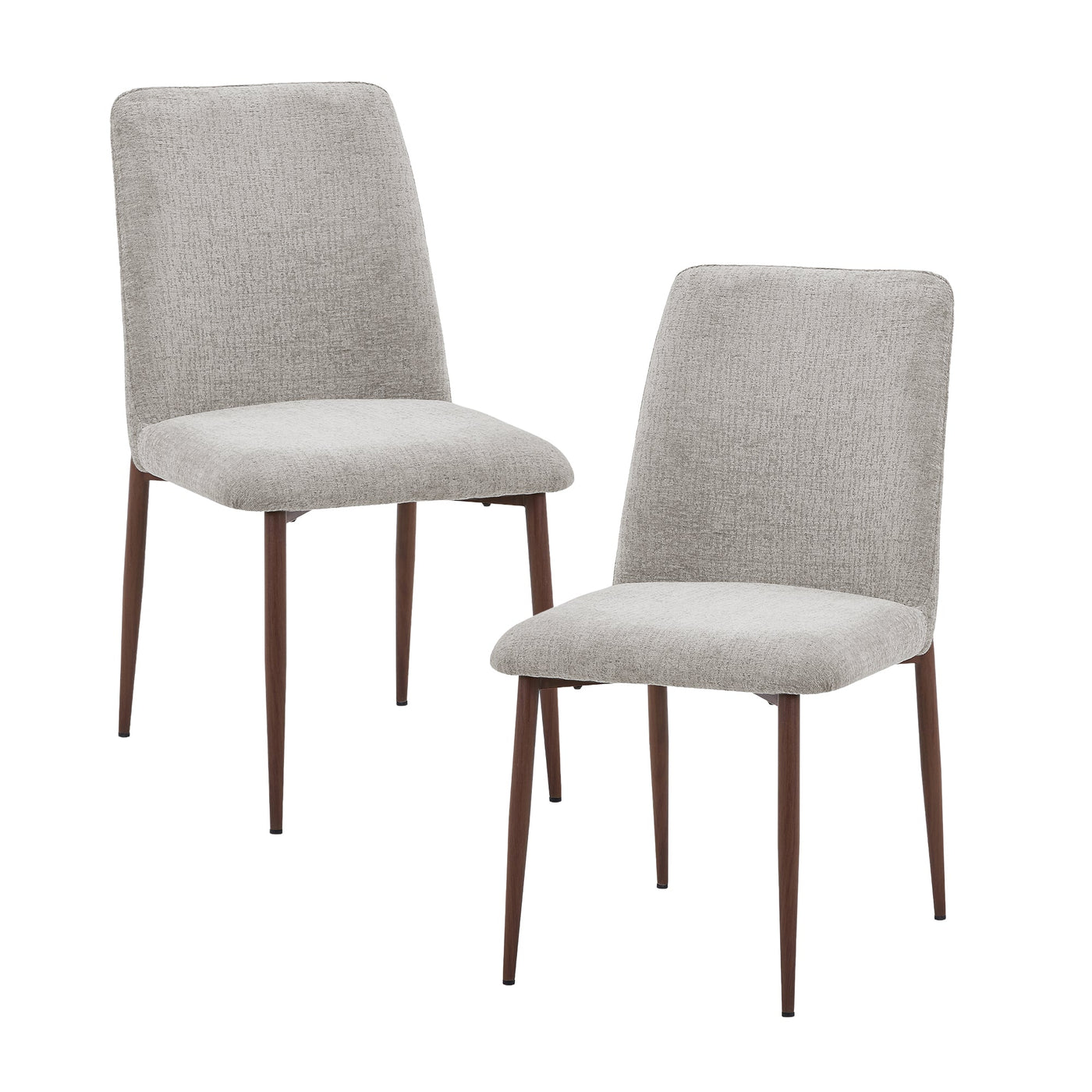 SELIA Lot de 2 chaises en tissu taupe clair pieds couleur bois foncé - Chaise de repas - Mobilier Deco