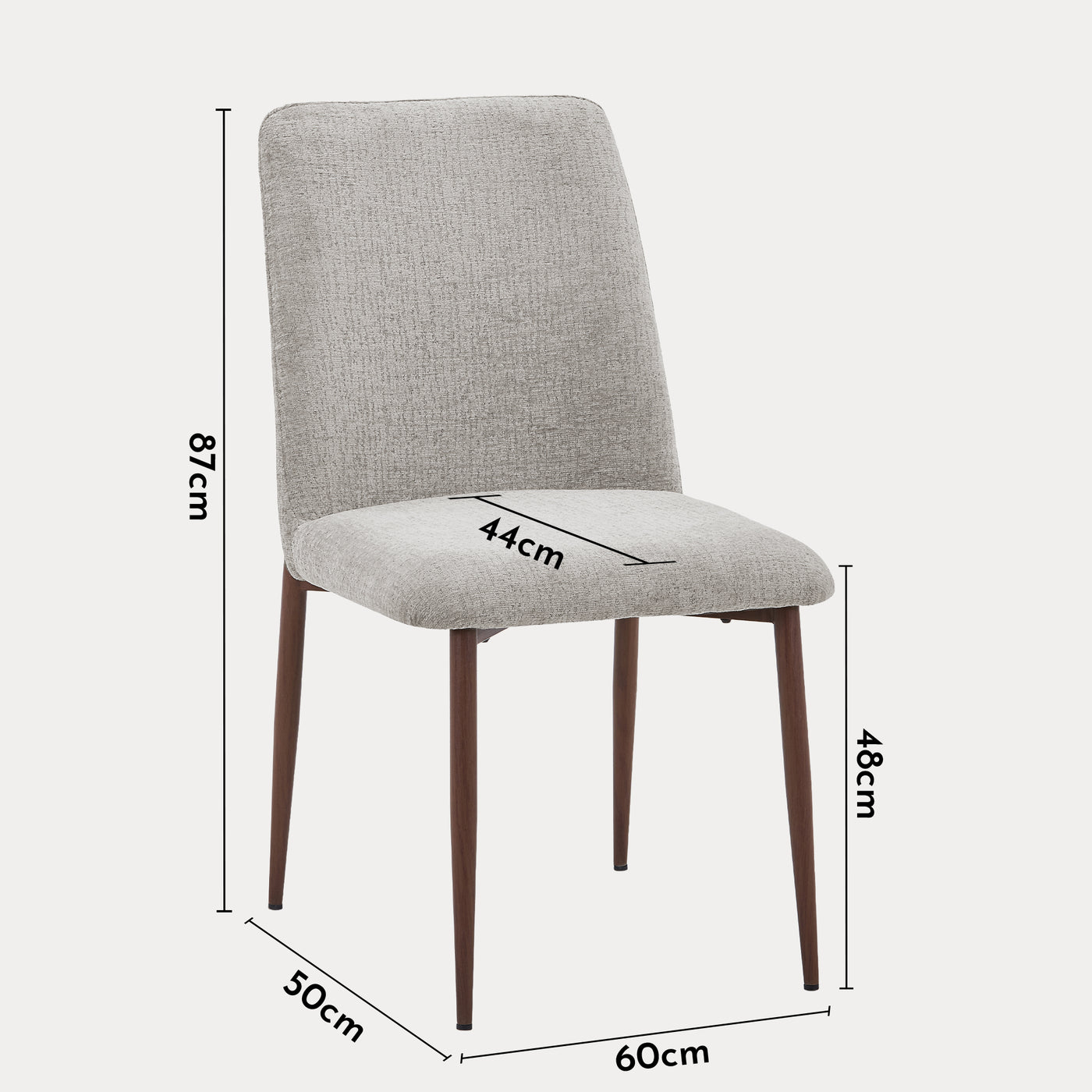 SELIA Lot de 2 chaises en tissu taupe clair pieds couleur bois foncé