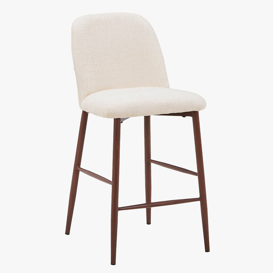 SELIA Lot de 2 tabourets en tissu beige pieds couleur bois foncé — aperçu vidéo