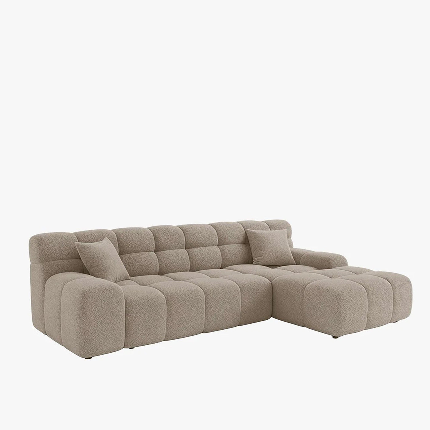 SERENA Canapé d'angle tissu bouclette beige foncé - Angle droit - Canapés d'angle - Mobilier Deco