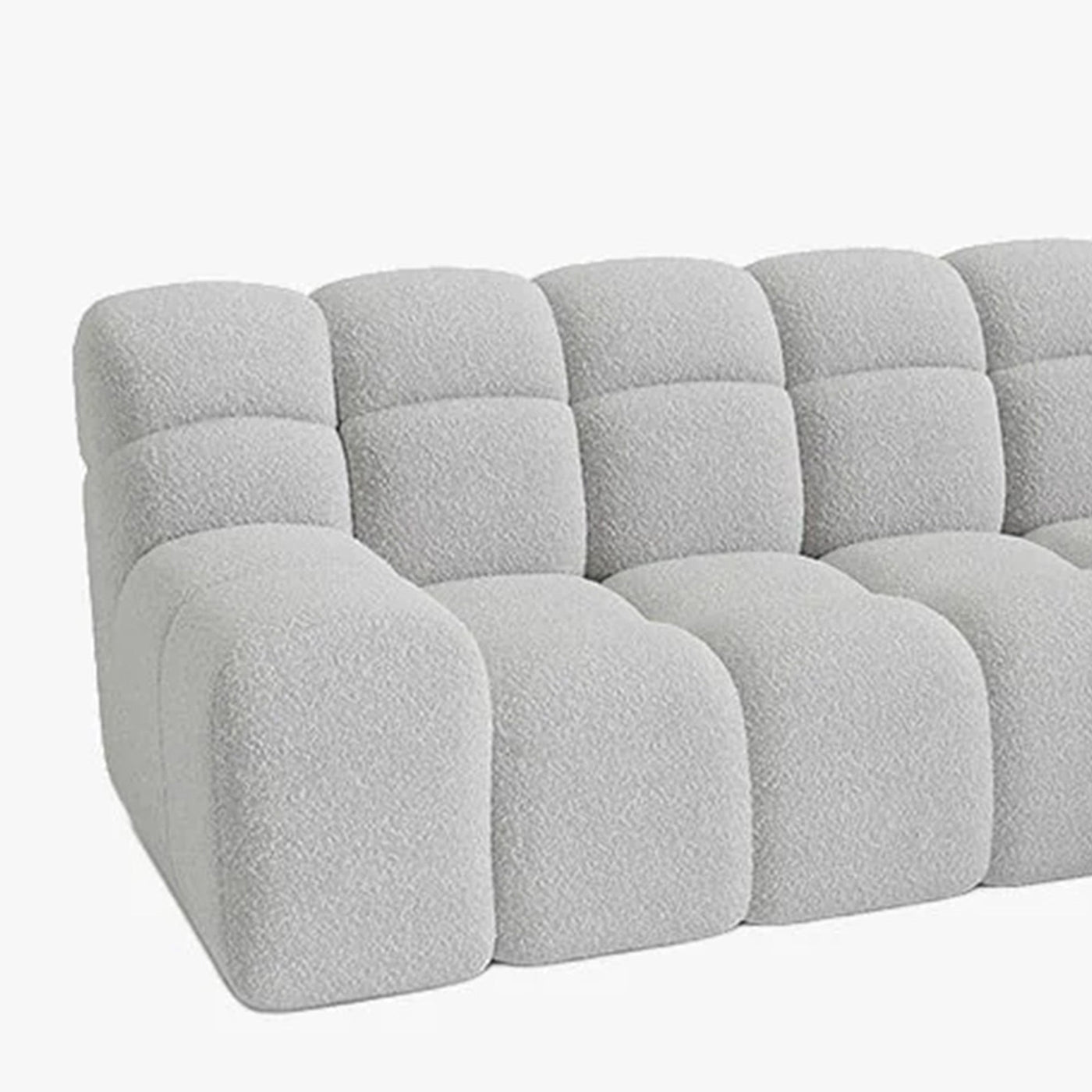 SERENA Canapé d'angle tissu bouclette gris clair - Angle droit - Canapés d'angle - Mobilier Deco