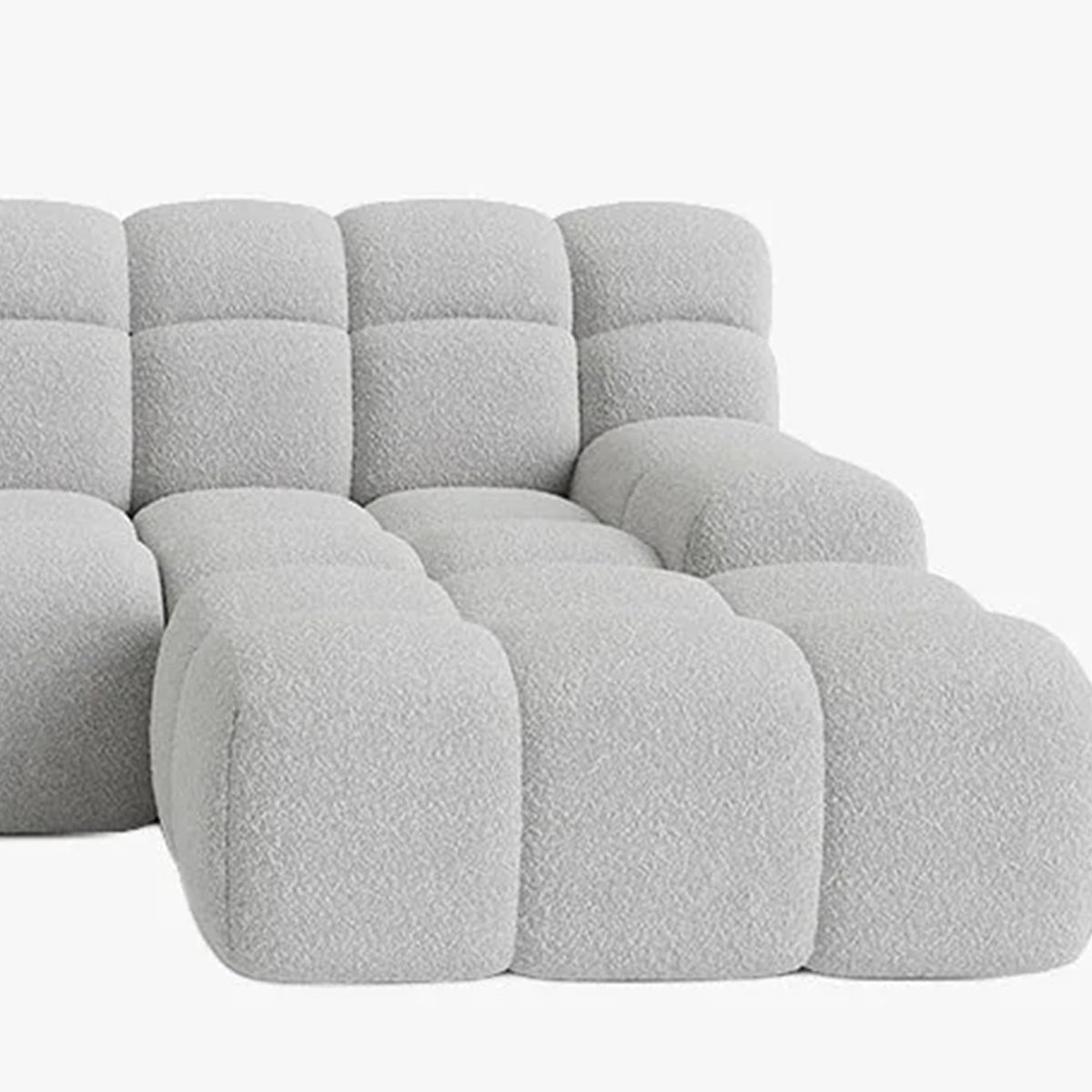 SERENA Canapé d'angle tissu bouclette gris clair - Angle droit - Canapés d'angle - Mobilier Deco