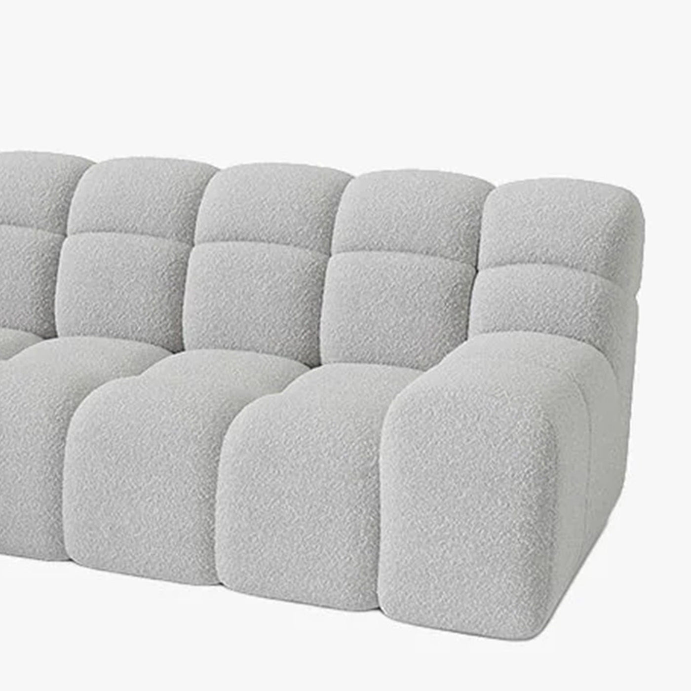 SERENA Canapé d'angle tissu bouclette gris clair - Angle gauche - Canapés d'angle - Mobilier Deco