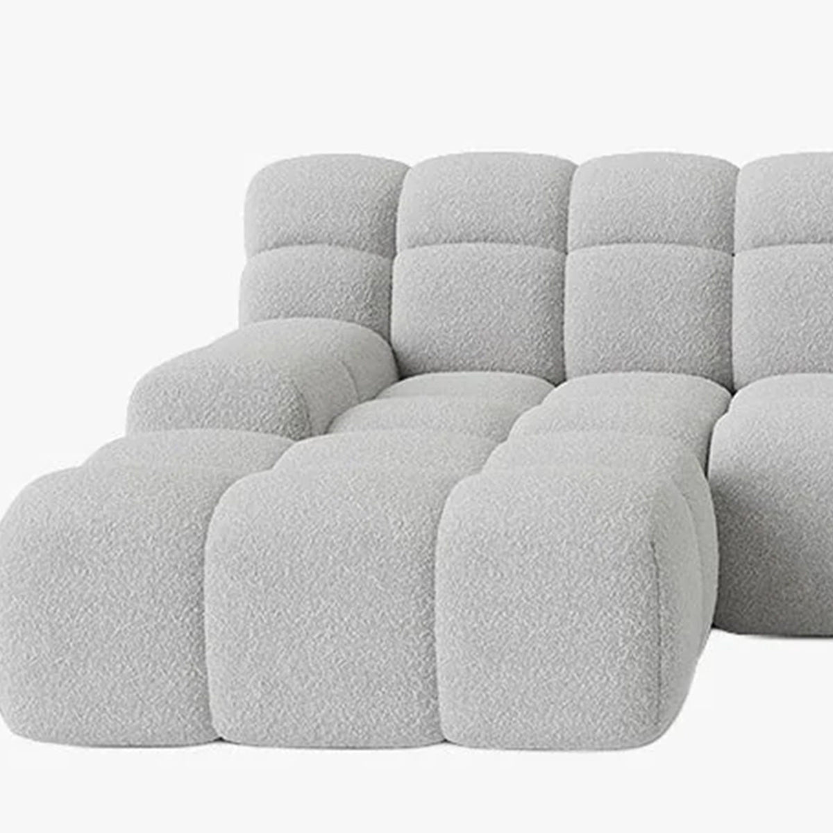 SERENA Canapé d'angle tissu bouclette gris clair - Angle gauche - Canapés d'angle - Mobilier Deco