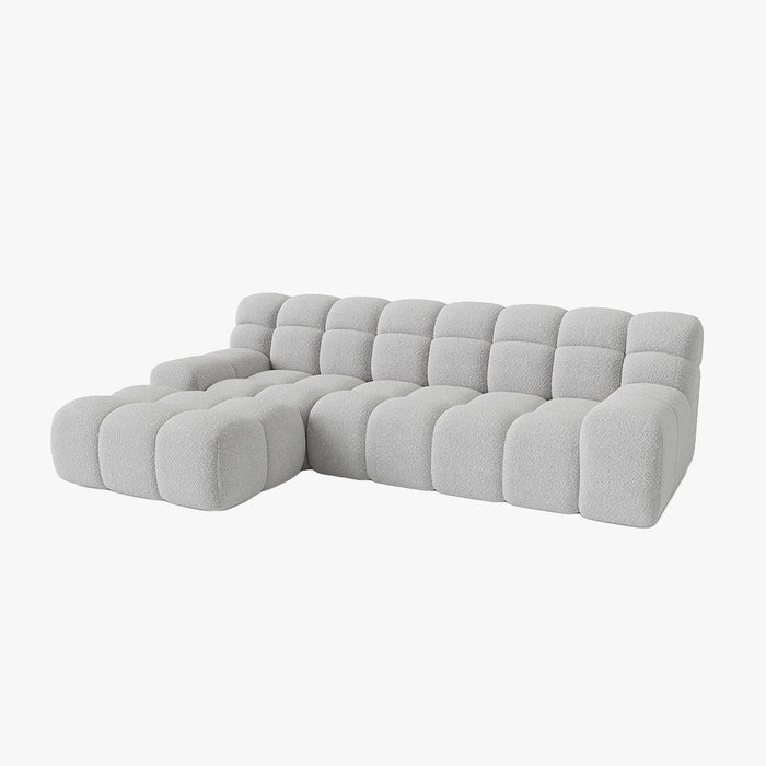 SERENA Canapé d'angle tissu bouclette gris clair - Angle gauche