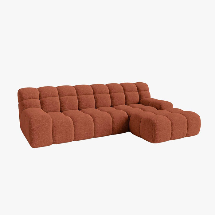SERENA Canapé d'angle tissu bouclette orange - Angle droit