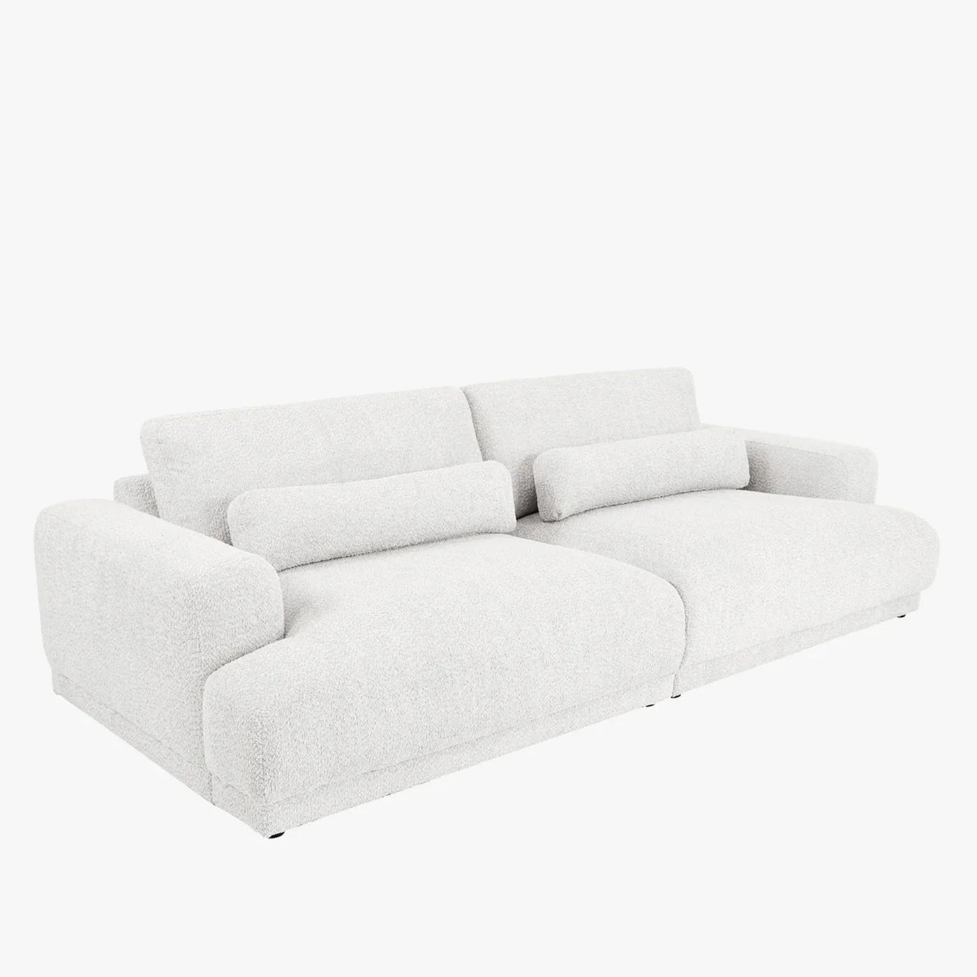 SEYA Canapé 3 places en tissu bouclette blanc écru - Canapés fixes - Mobilier Deco
