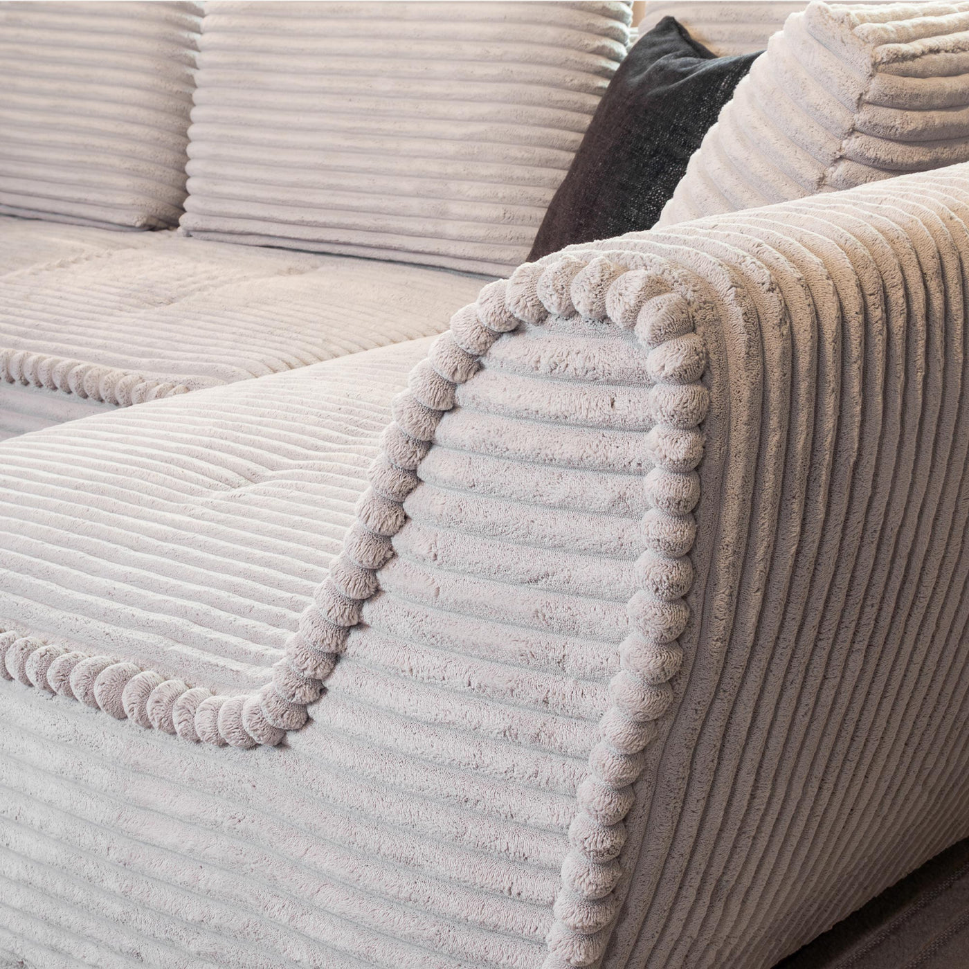 SEYNA Canapé d’angle convertible avec coffre en velours côtelé gris- Angle droit