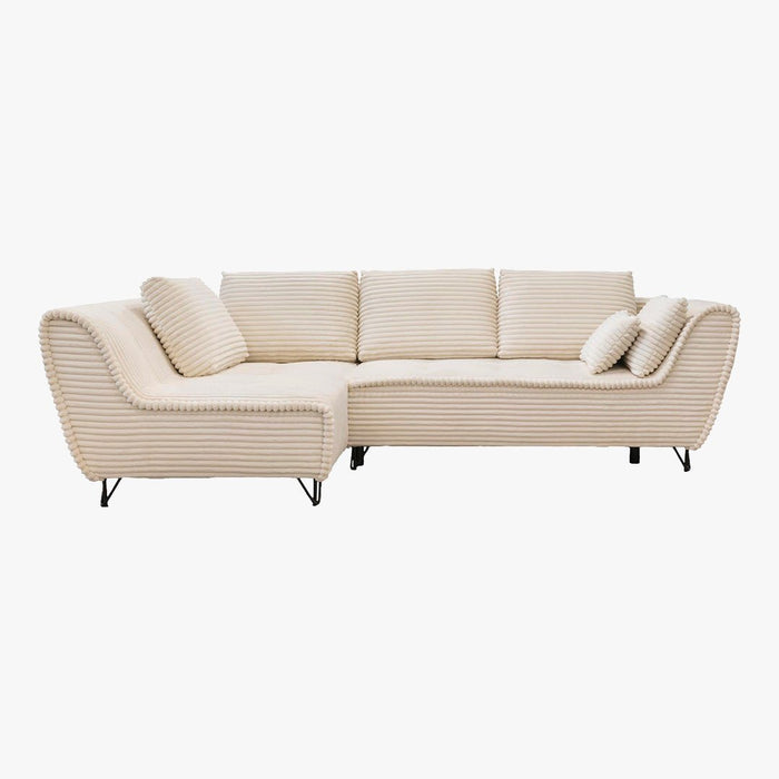 SEYNA Canapé d’angle convertible avec coffre en velours côtelé beige - Angle gauche