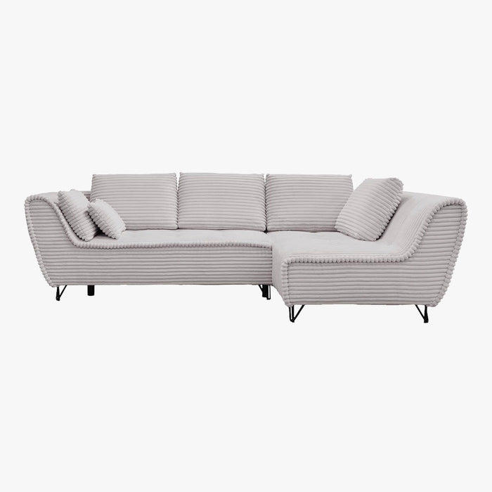 SEYNA Canapé d’angle convertible avec coffre en velours côtelé gris- Angle droit