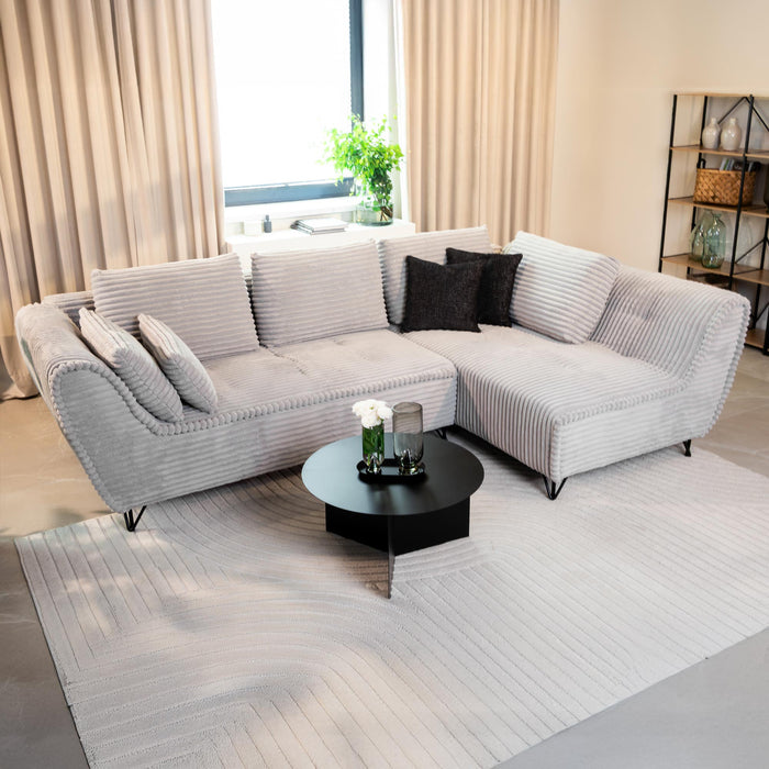 SEYNA Canapé d’angle convertible avec coffre en velours côtelé gris- Angle droit