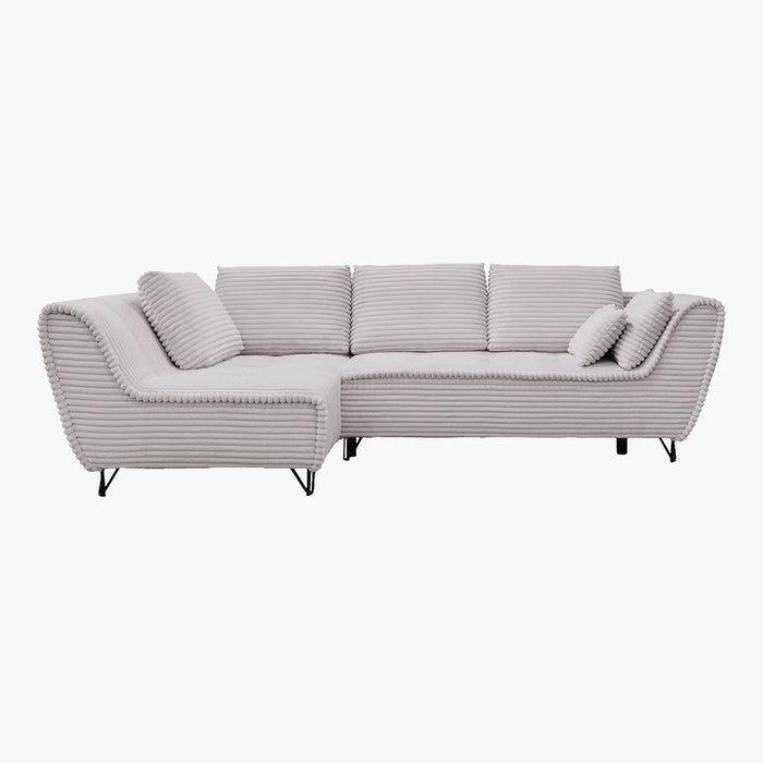 SEYNA Canapé d’angle convertible avec coffre en velours côtelé gris- Angle gauche