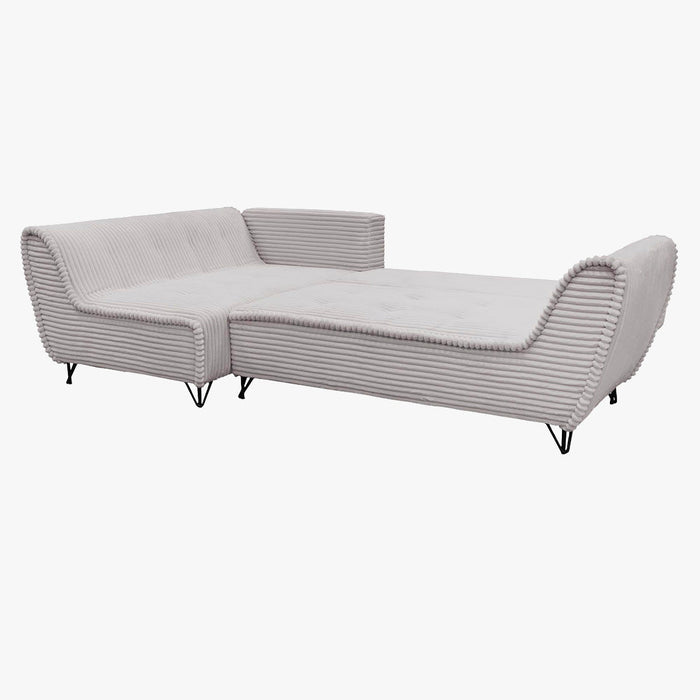 SEYNA Canapé d’angle convertible avec coffre en velours côtelé gris- Angle gauche