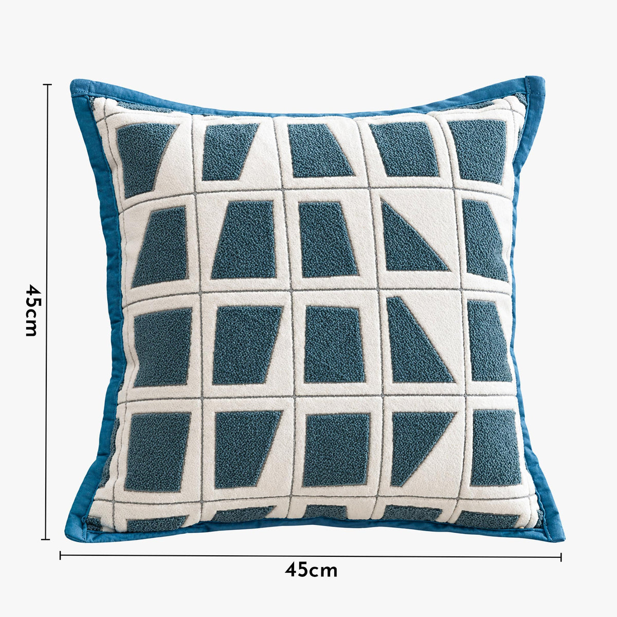 SHAYZ Coussin carré en tissu à motifs blanc et bleu 45x45 cm - Coussins - Mobilier Deco