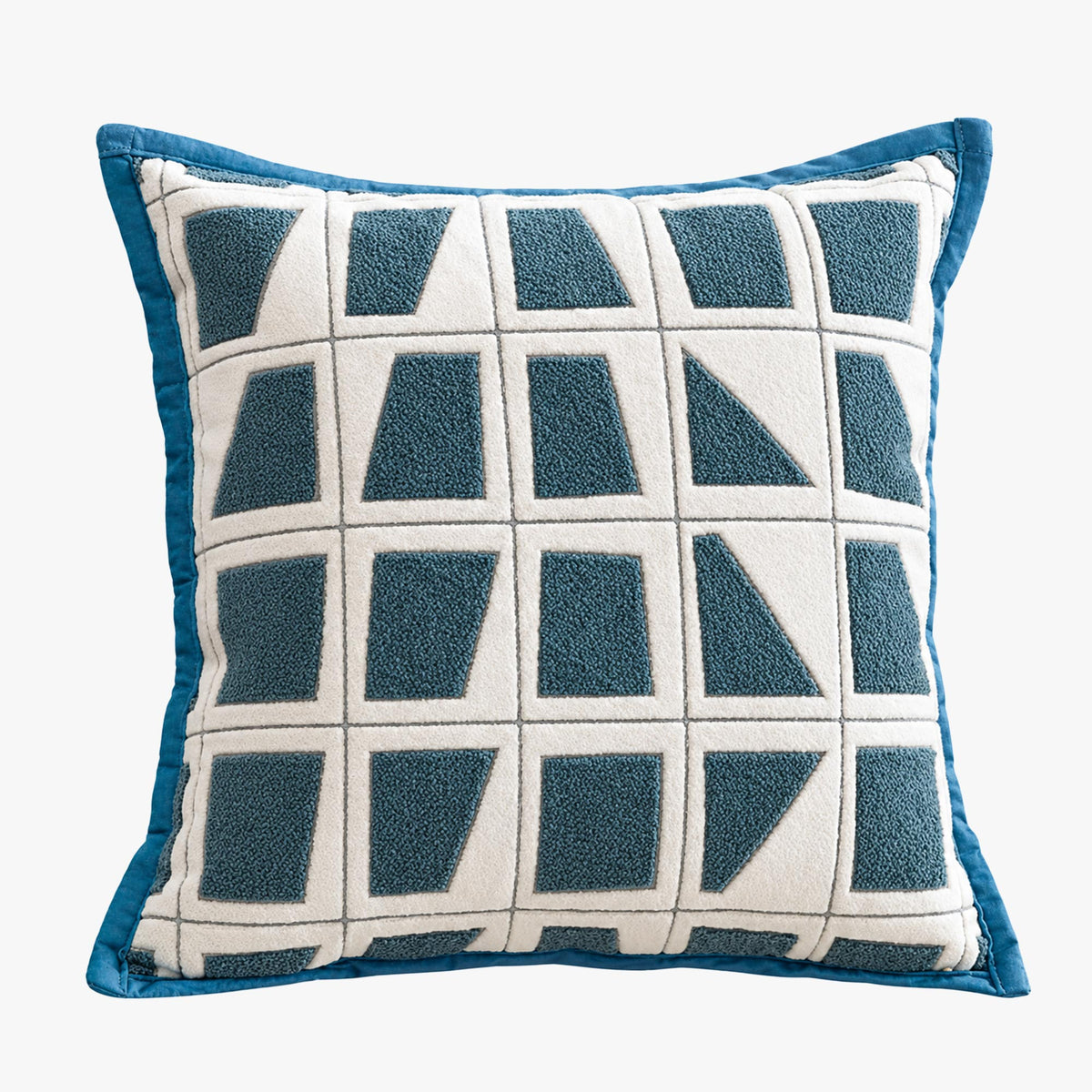 SHAYZ Coussin carré en tissu à motifs blanc et bleu 45x45 cm - Coussins - Mobilier Deco
