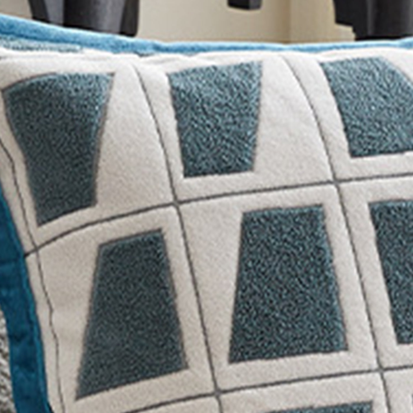 SHAYZ Coussin carré en tissu à motifs blanc et bleu 45x45 cm