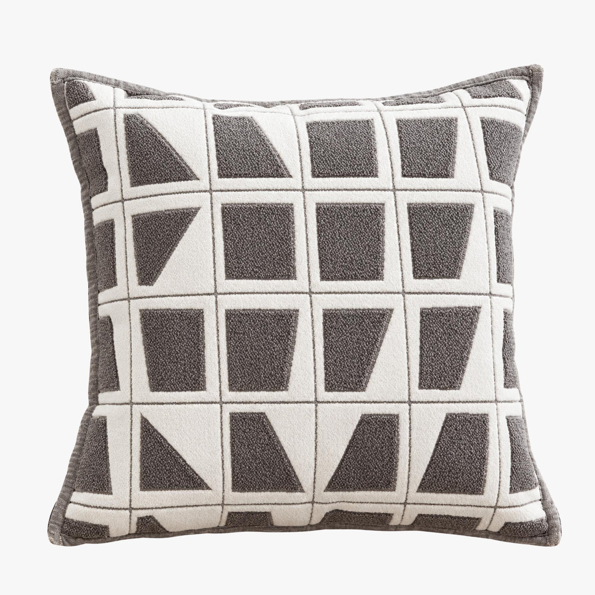 SHAYZ Coussin carré en tissu à motifs blanc et gris 45x45 cm - Coussins - Mobilier Deco