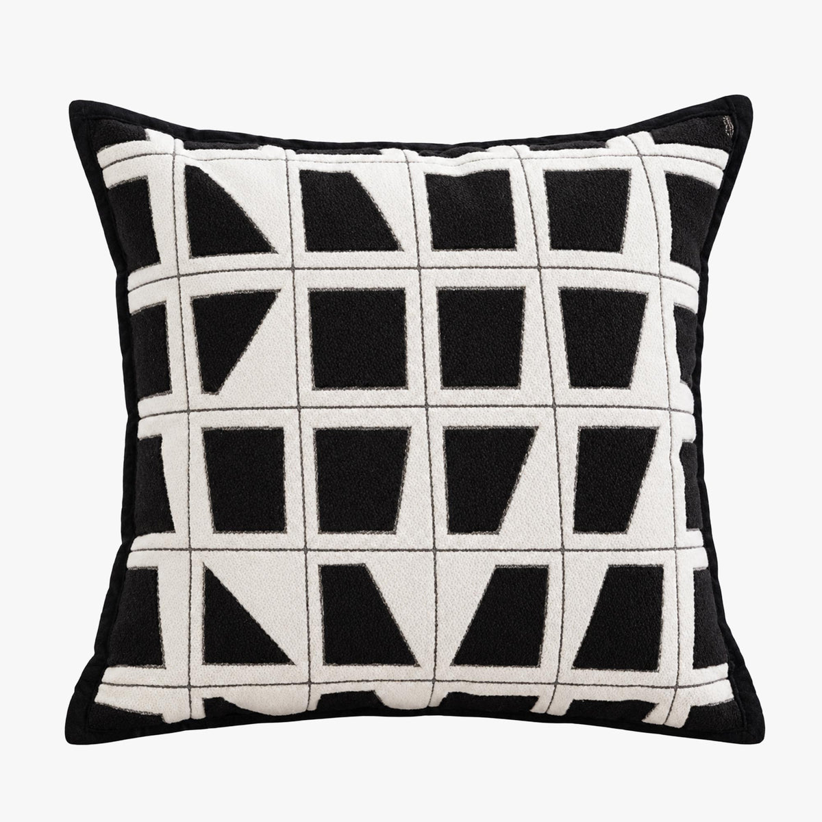 SHAYZ Coussin carré en tissu à motifs blanc et noir 45x45 cm - Coussins - Mobilier Deco