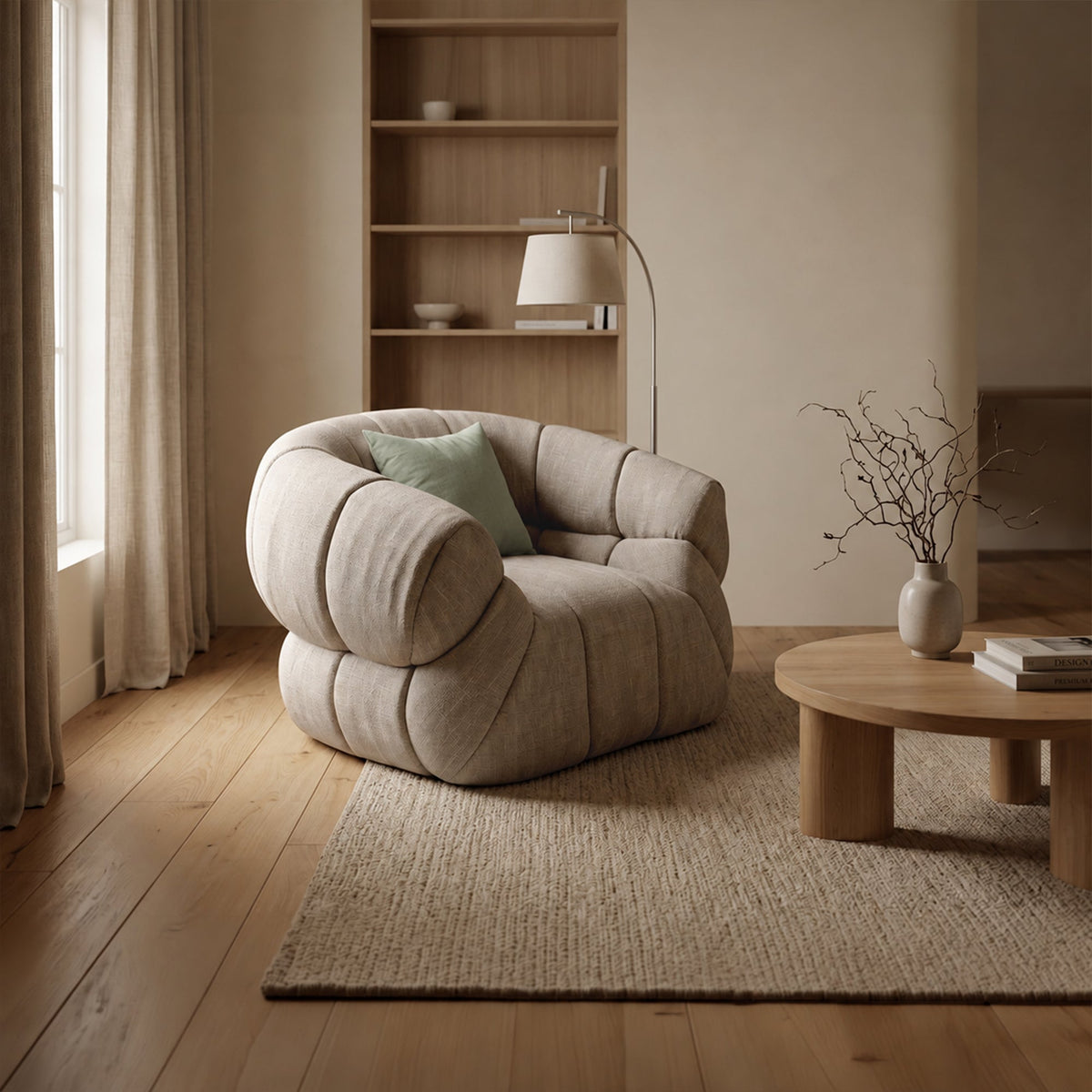 SIENA Fauteuil en tissu taupe - Fauteuils - Mobilier Deco
